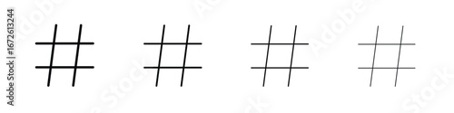 Hashtag icon symbol pictogram set