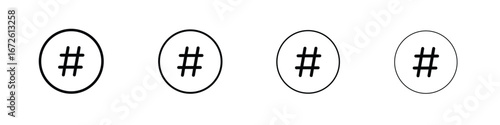 Hashtag icon symbol pictogram set