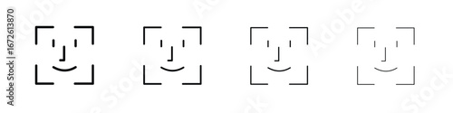 Face id icon symbol pictogram set