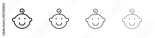 Child face icon symbol pictogram set