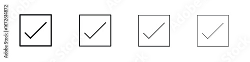 Check mark icon symbol pictogram set