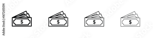 Cash icon symbol pictogram set
