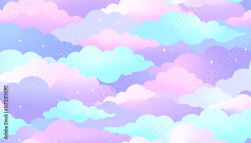 Wallpaper Mural Dreamy pastel clouds and sparkling stars create a calming and whimsical atmosphere, perfect for Torontodigital.ca