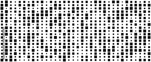 Black and white geometric pattern with squares and rectangles in vector tech background.