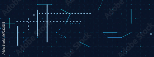 Futuristic vector tech background with abstract geometric lines and digital patterns.