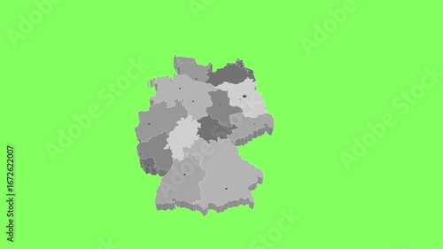 3D map illustration of Germany on green background	