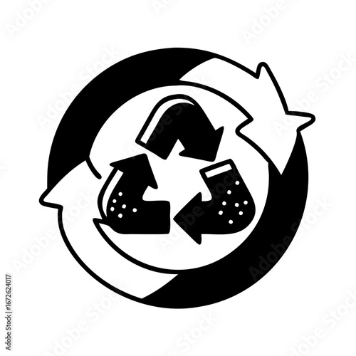 Recycling symbol with arrows and dots icon