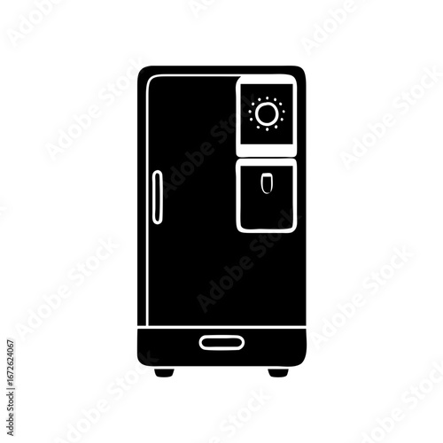 Silhouette of a modern refrigerator with a freezer compartment icon