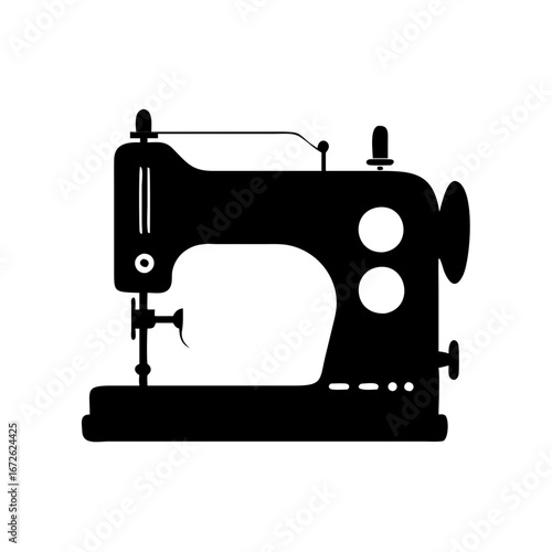 Silhouette of a vintage sewing machine icon