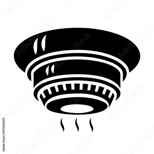 Black silhouette of a smoke detector emitting smoke icon