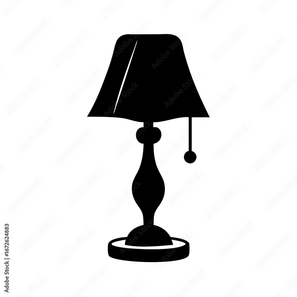 Obraz premium Silhouette of a classic table lamp with a pull chain icon