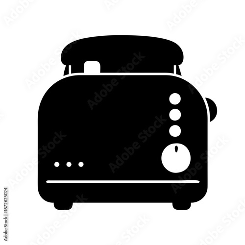 Black toaster with toast inside icon