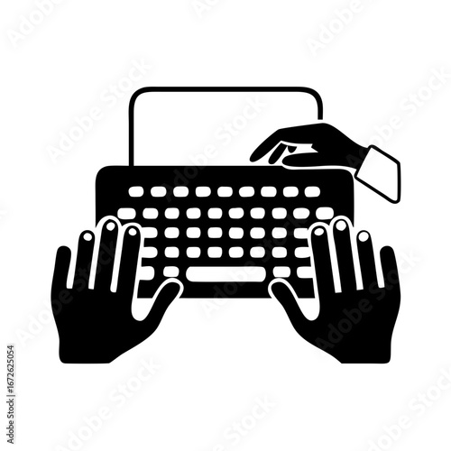 Person typing on a laptop keyboard with hands visible icon