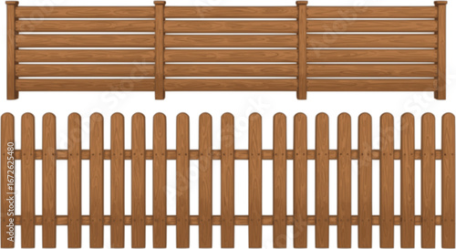 Vector set of wooden fence vector
