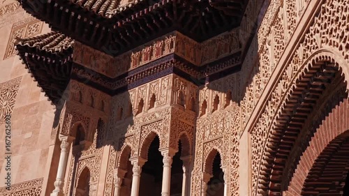 Wide-Angle Vista of the Famous Alhambra Palace Located in the Province of Andalusia During the Spring Season