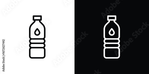 Water bottle icon logo concept in strokes