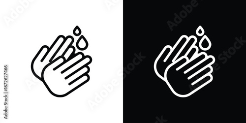 Wash hands icon logo concept in strokes
