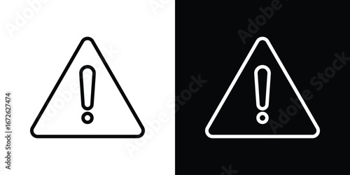 Warning triangle icon logo concept in strokes