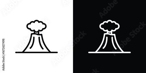 Volcano icon logo concept in strokes
