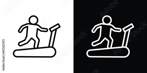 Treadmill icon logo concept in strokes