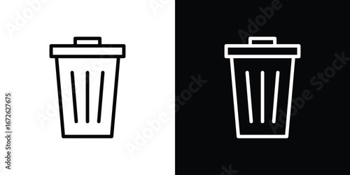 Trash icon logo concept in strokes