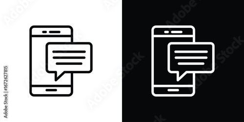 Text message icon logo concept in strokes