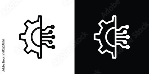 Technology icon logo concept in strokes