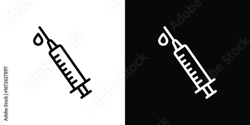 Syringe icon logo concept in strokes
