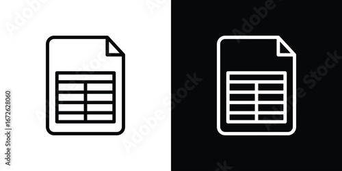 Spreadsheet icon logo concept in strokes