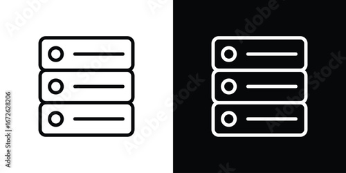 Server rack icon logo concept in strokes