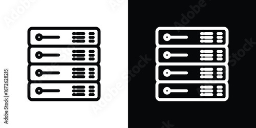 Server icon logo concept in strokes