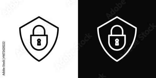 Security lock icon logo concept in strokes