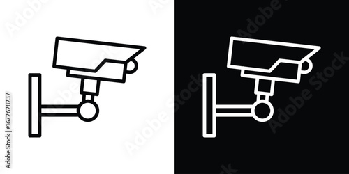 Security camera icon logo concept in strokes