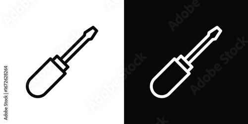 Screwdriver icon logo concept in strokes