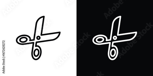 Scissors icon logo concept in strokes