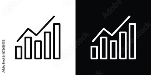 Sales growth icon logo concept in strokes