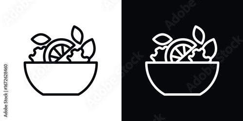 Salad icon logo concept in strokes