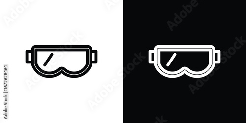 Safety goggles icon logo concept in strokes