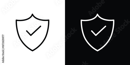 Safe icon logo concept in strokes