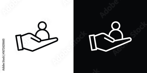 Retention icon logo concept in strokes