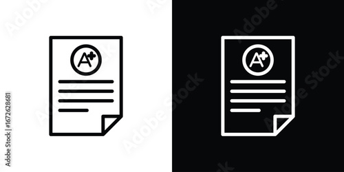 Report card icon logo concept in strokes