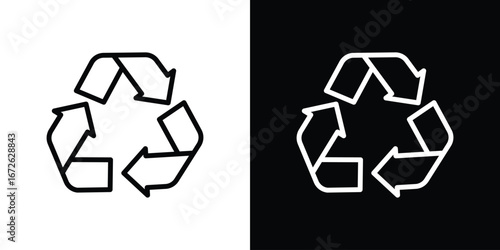 Recycle icon logo concept in strokes