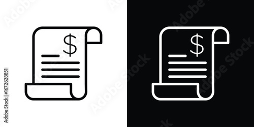 Receipt icon logo concept in strokes