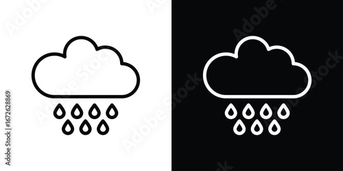 Rain icon logo concept in strokes