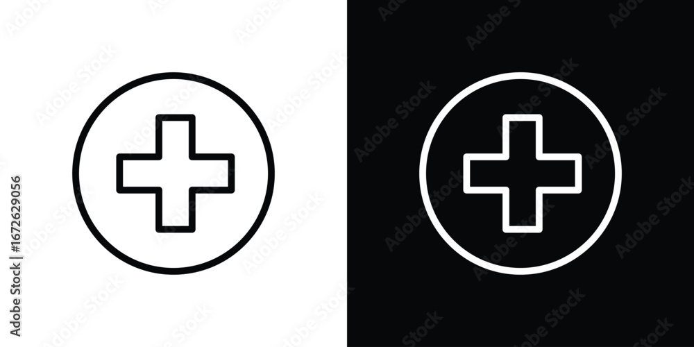 Fototapeta premium Plus icon logo concept in strokes