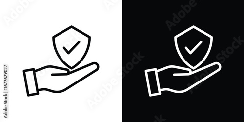 Policyholder icon logo concept in strokes