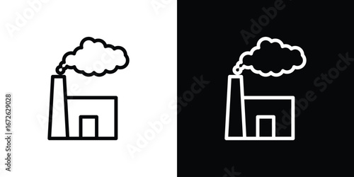 Pollution icon logo concept in strokes