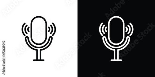 Podcast icon logo concept in strokes