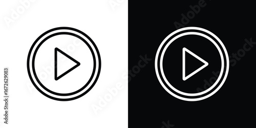 Play icon logo concept in strokes