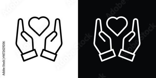 Philanthropy icon logo concept in strokes